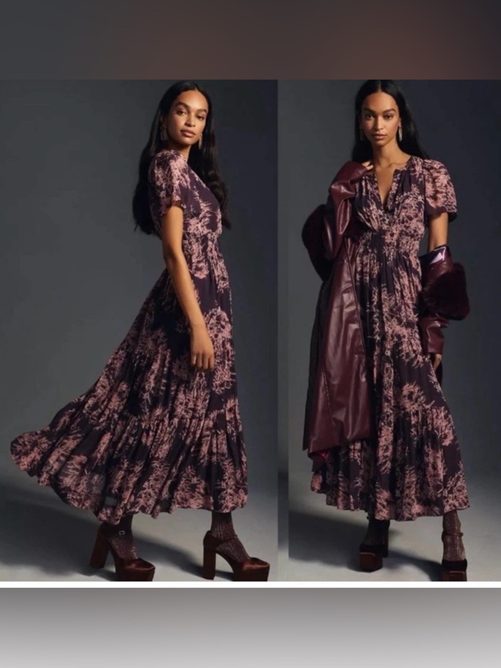 Anthropologie Somerset Chiffon style Floral Maxi Dress❤️‍🔥